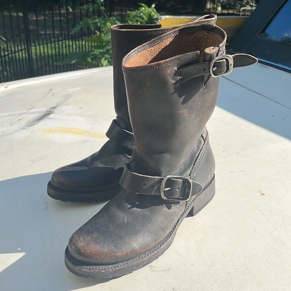 Frye Black Leather Combat Boots - Picture 10 of 10